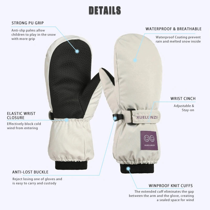 Waterproof Kids Ski Mittens | Warm Insulated Gloves for Winter Fun