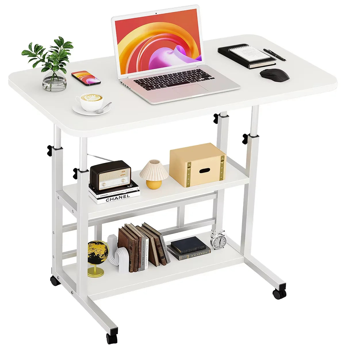 Portable Adjustable Laptop Desk with Wheels for Home Office Use