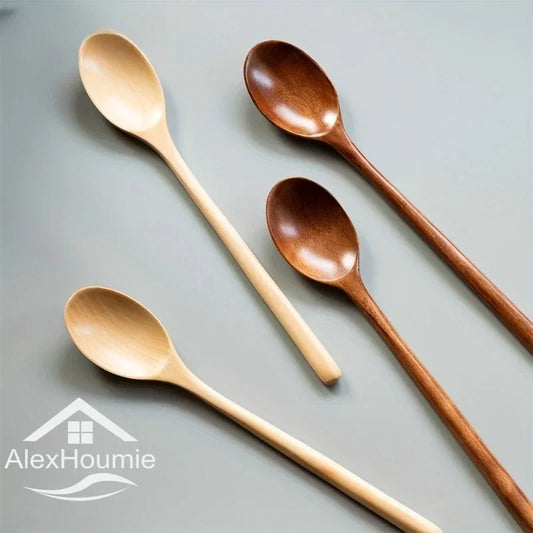 Juego de 6 cucharas de madera natural | Utensilios de cocina ecológicos