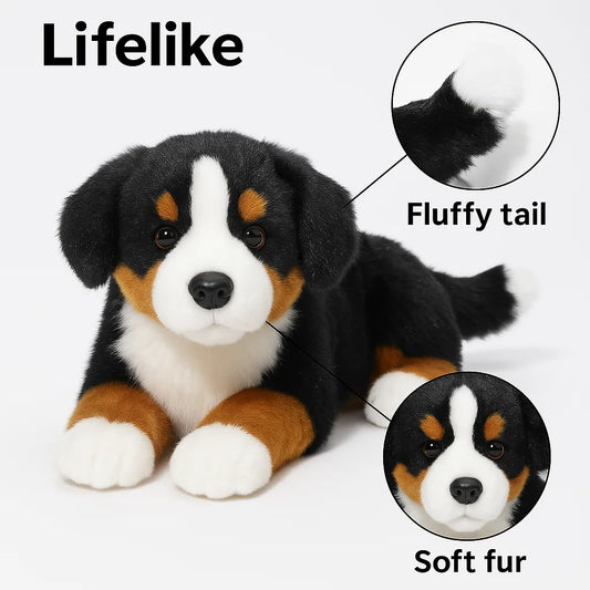 13-Inch Realistic Bernese Mountain Dog Plush Toy | Cute Pet Pillow