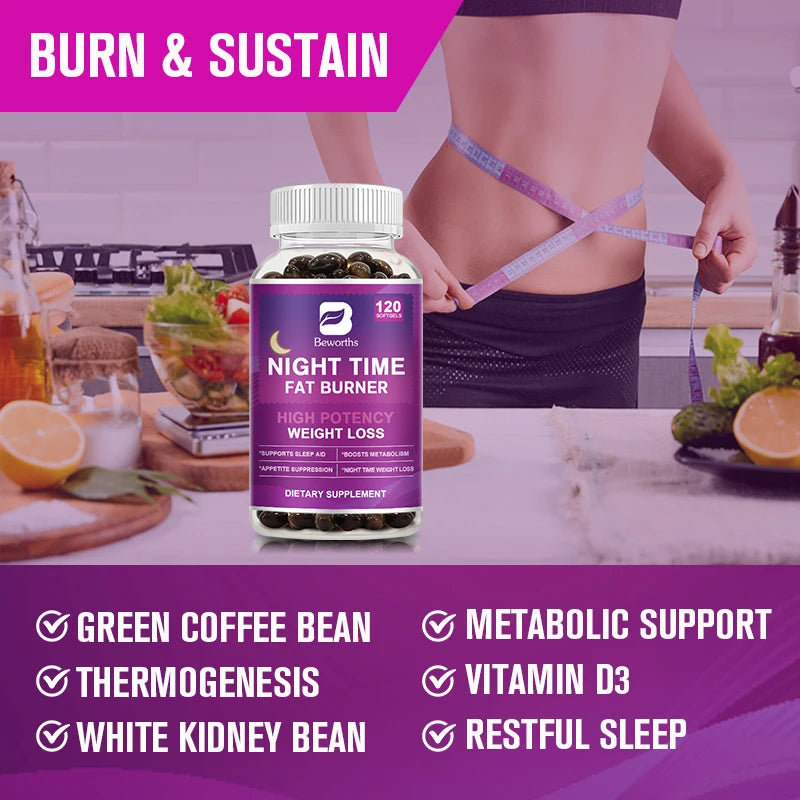 120pcs Night Time Fat Burner Capsules for Weight Management