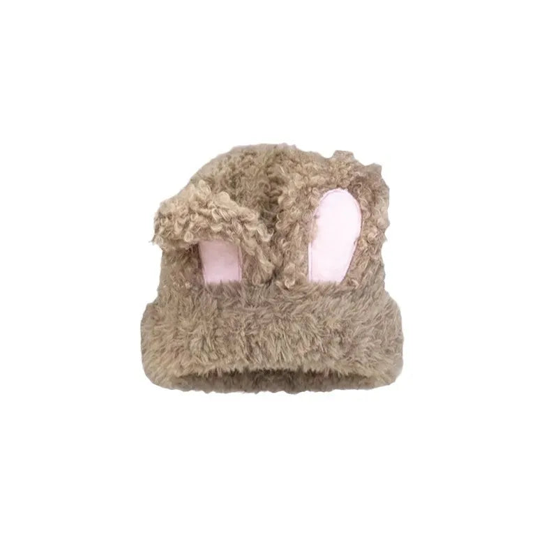 Cute Plush Knitted Rabbit Ear Hat | Warm Winter Protection for Kids