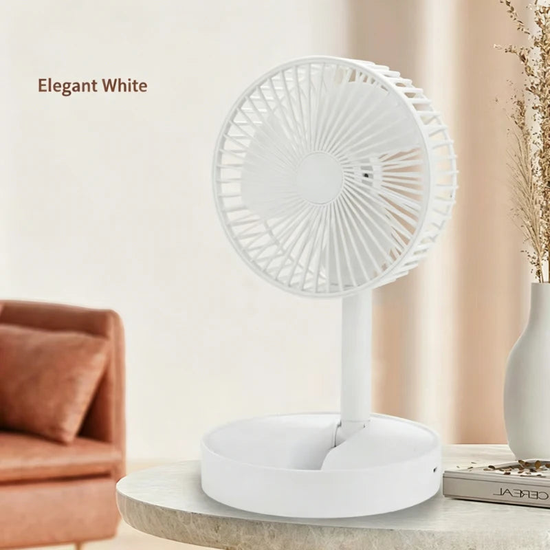 Portable Mini Desk Fan with Built-In Phone Stand | USB Rechargeable