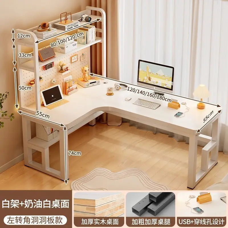 Premium Solid Wood Corner Computer Desk | Modern Workspace Solution