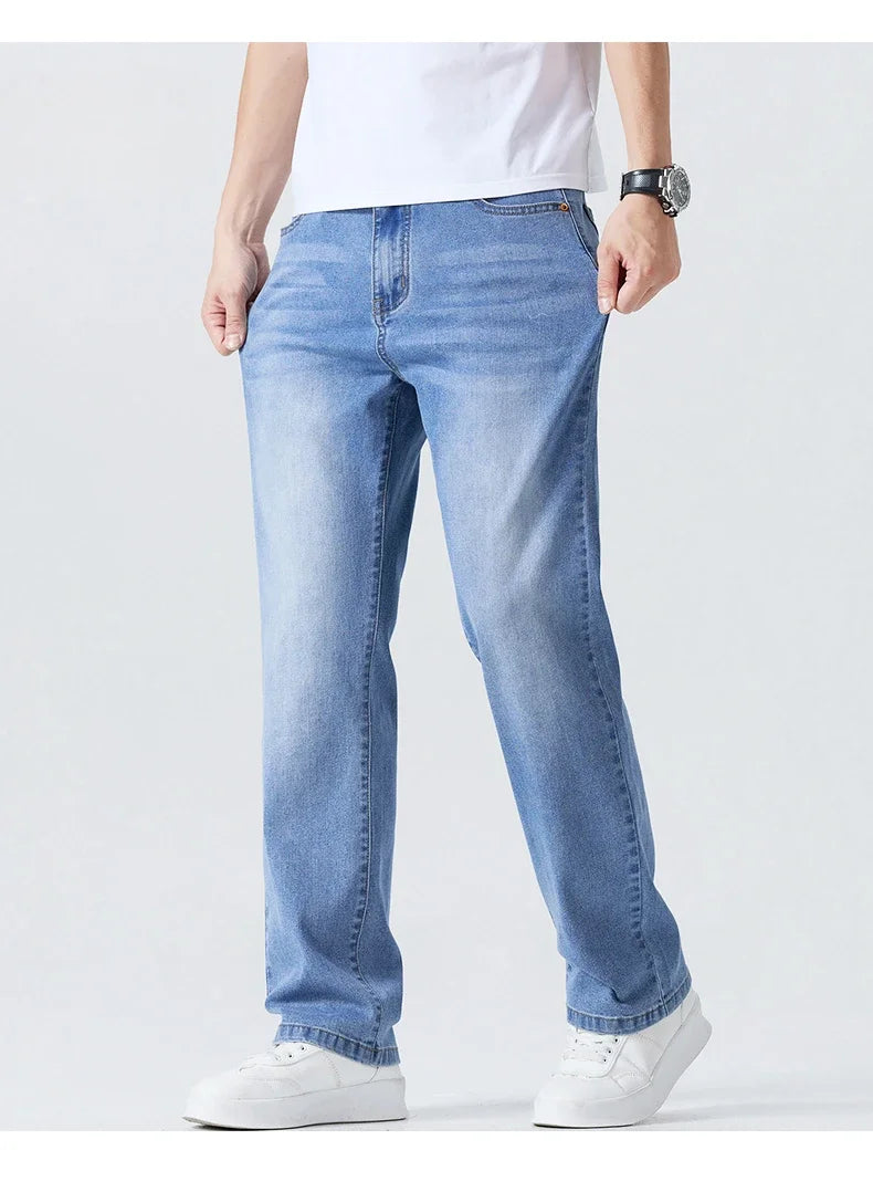 Men's Summer Thin Straight Jeans | Breathable & Comfortable Trousers
