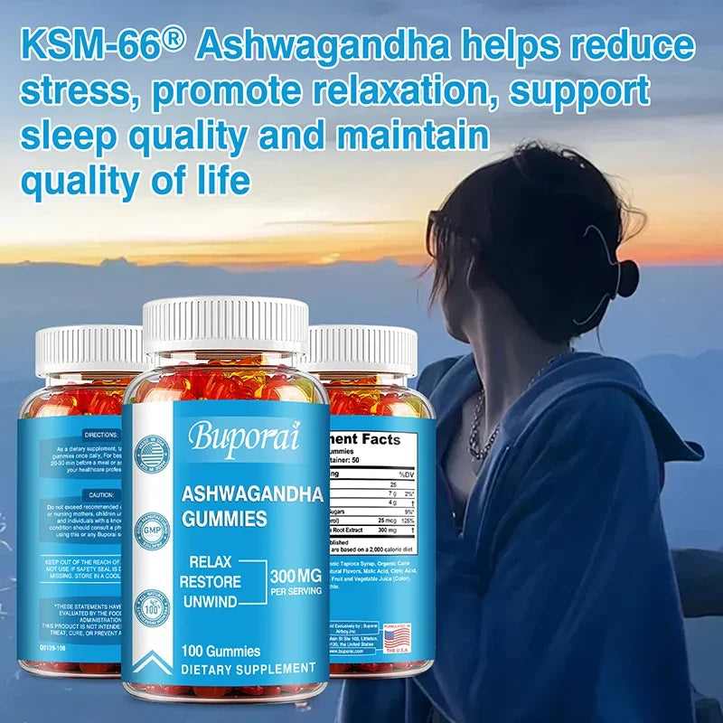 Natural Ashwagandha Gummies for Stress Relief & Focus Boost