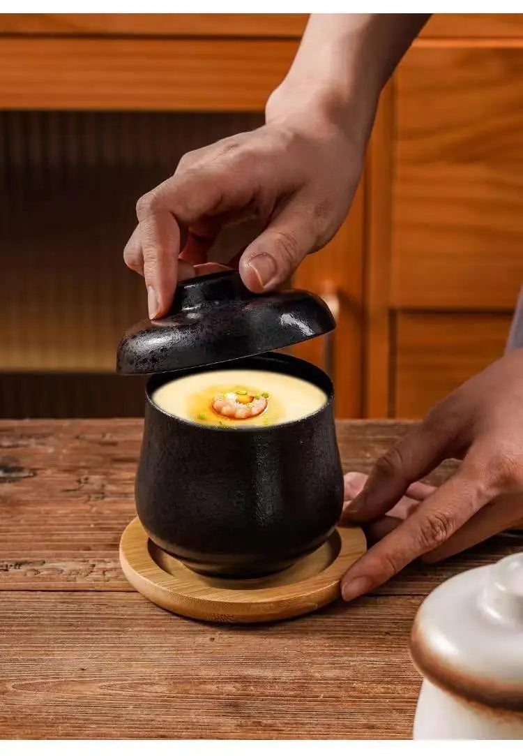 Japanese Ceramic Small Stew Pot Set | Creative Tableware for One