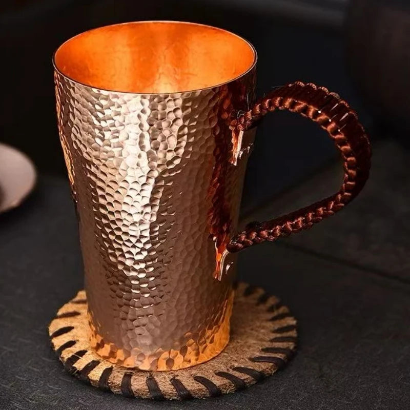 Vintage Copper Coffee Cup | Handcrafted Hammered Design Mug