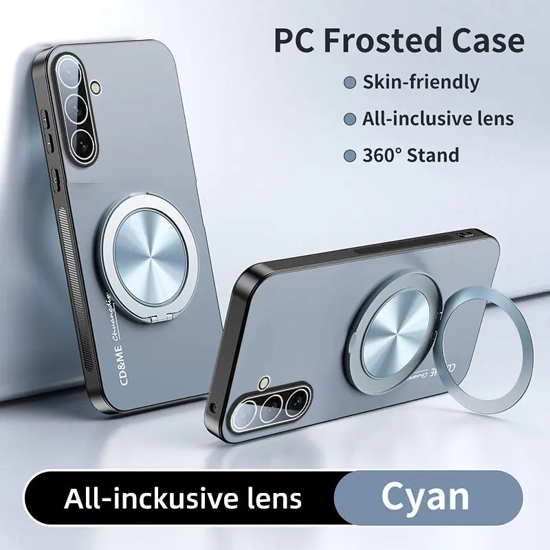 Luxury AG Matte Case For Samsung Galaxy A06 A16 A26 A36 A56 Magnetic PC Frosted 360 Degree Bracket Stand Protective Cover
