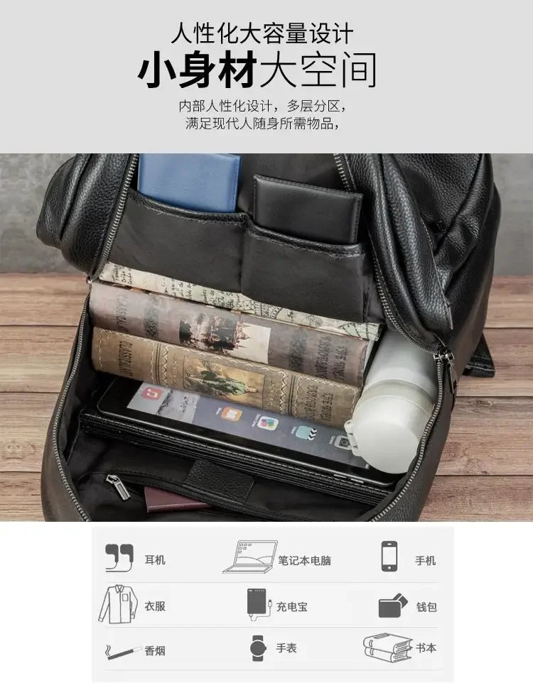 Men's Genuine Leather Business Backpack | Stylish & Functional