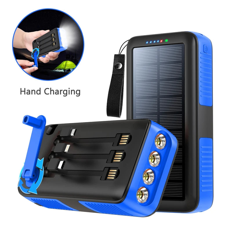 20000mAh Hand Crank Solar Power Bank | Waterproof Portable Charger