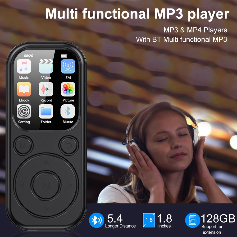 Compact MP3 MP4 Music Player | Bluetooth, Alarm Clock & E-Book