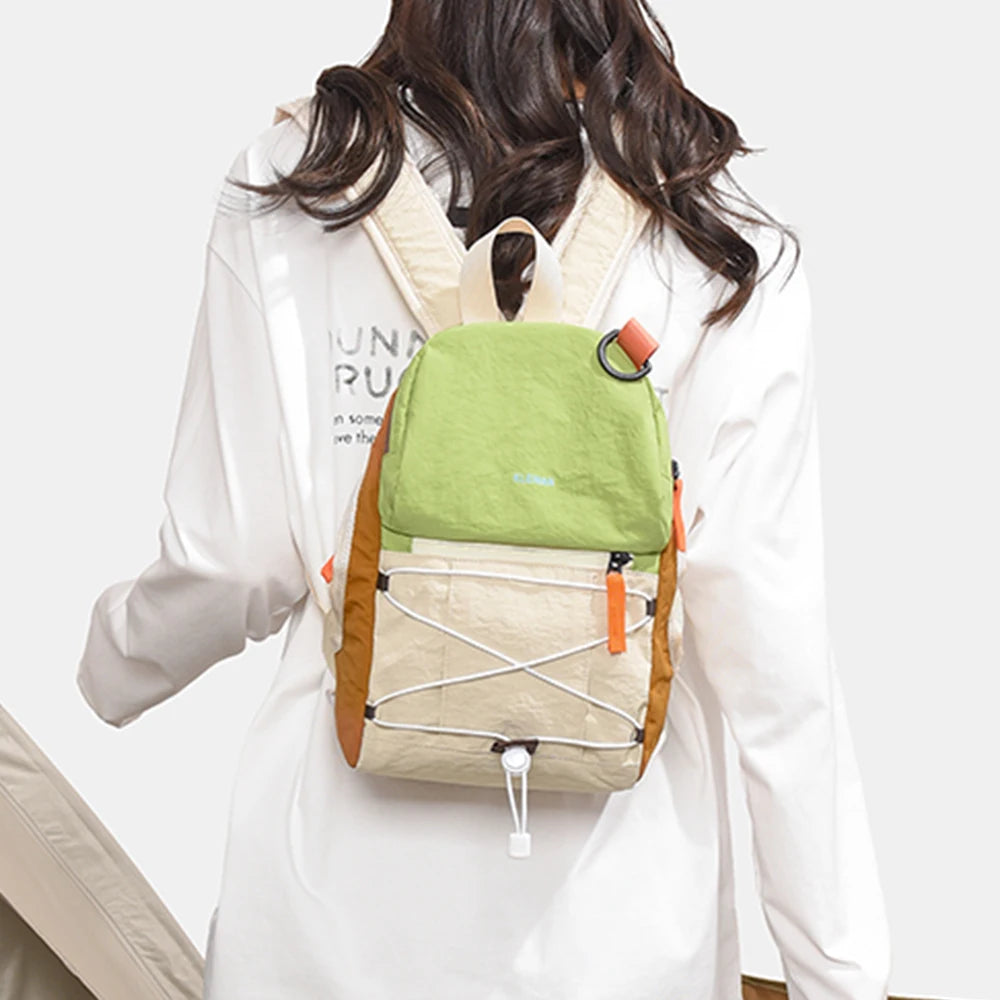 Color Block Mini Nylon Backpack | Lightweight Daypack for All Use