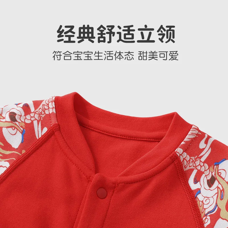 Cute Baby Romper | Cozy Red Cotton Jumpsuit for Autumn Fun