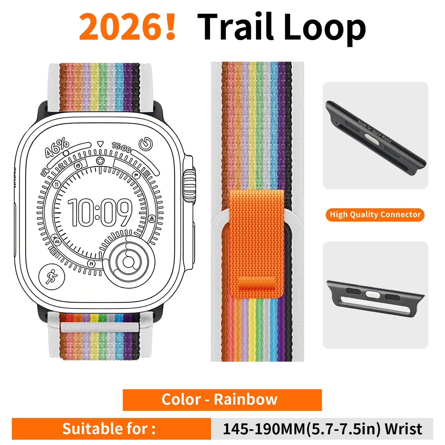 High-Quality Nylon Strap for Smartwatches | Natural Titanium Finish
