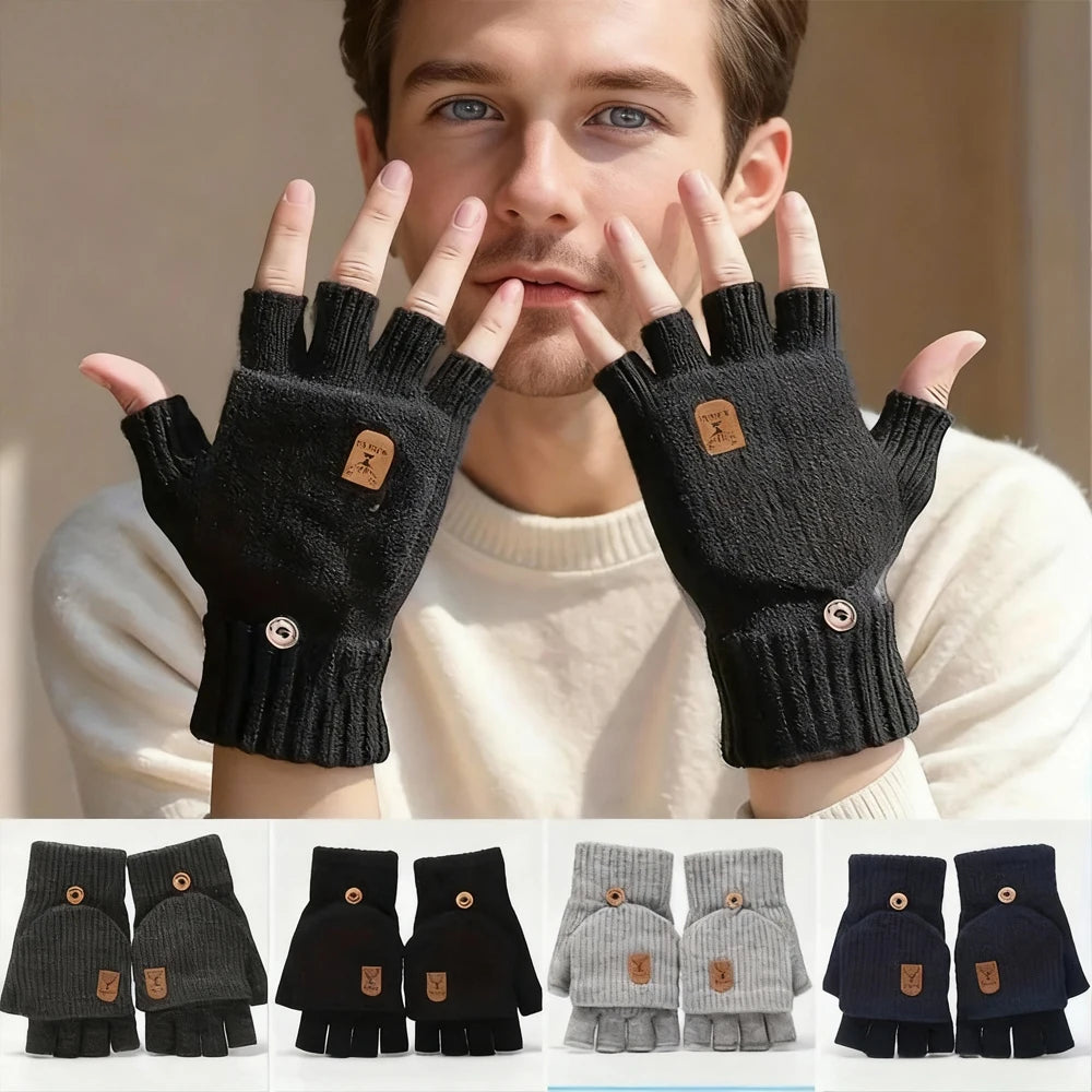 Half Finger Winter Gloves | Convertible Fingerless Mittens for All