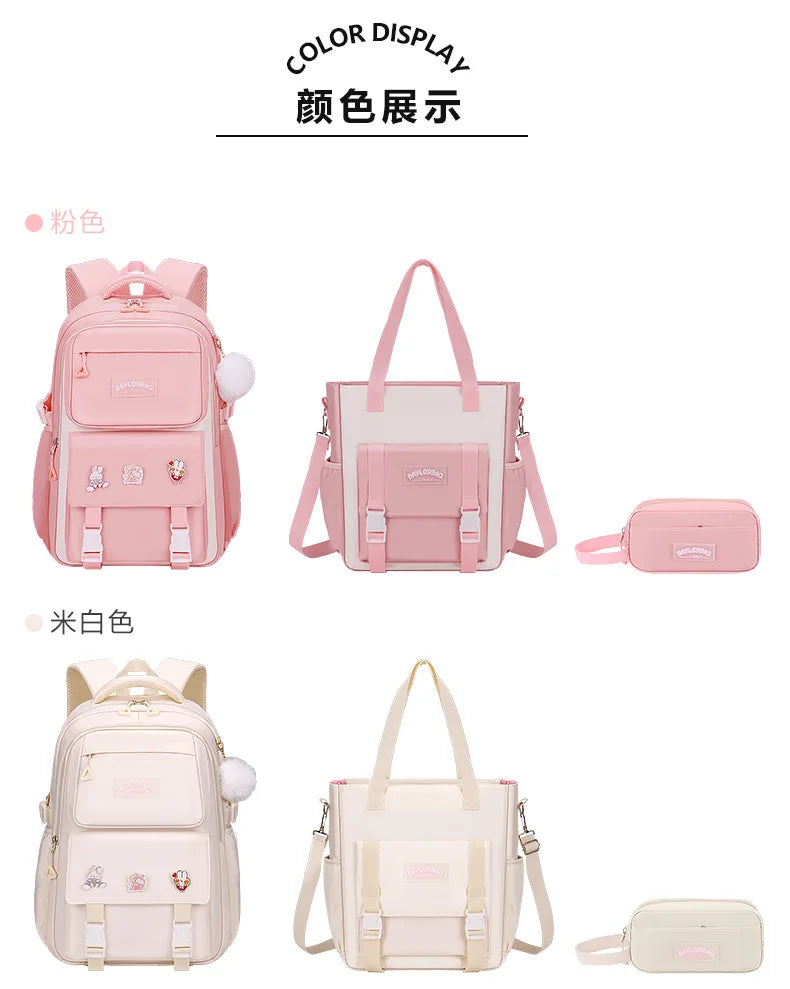 Large Capacity Spine Protection Backpack Set for Students