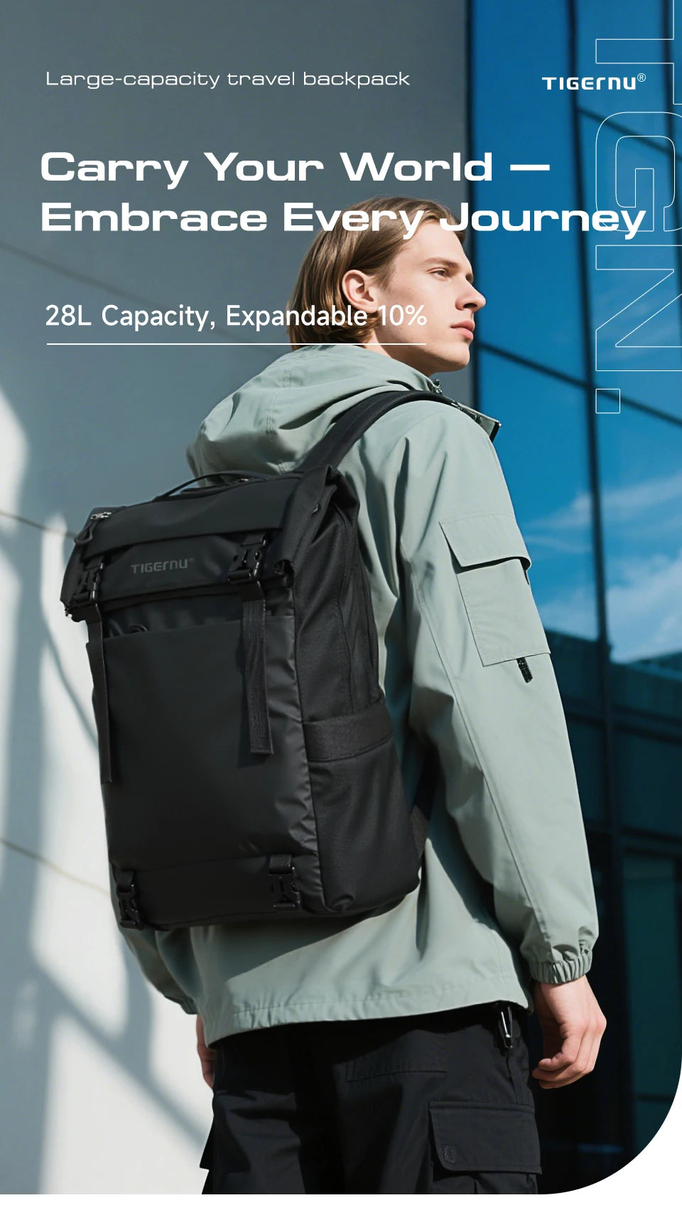 Waterproof Travel Backpack for Men | Expandable Business & School Bag