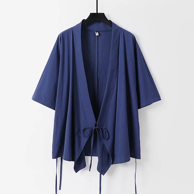 Plus Size Men's Kimono Cardigan & Pants Set | Stylish Yukata Outfit