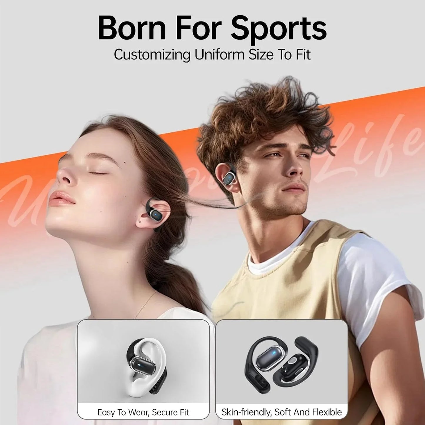 Bluetooth Wireless Earphones with Mic | Comfortable Air Conduction Design