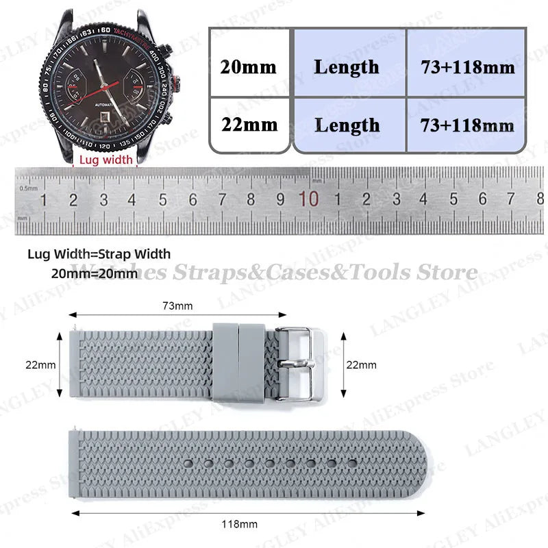 Soft Silicone Watch Bands | Quick Release Rubber Strap for All Watches