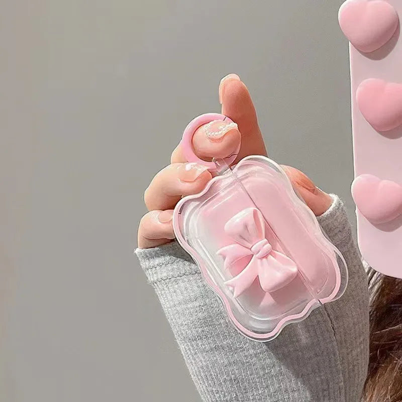 Cute Wave Case for AirPods | 3D Pink Bow Soft TPU Cover
