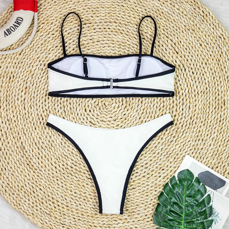 High Waist Women's Swimwear | Luxury Ribbed Two-Piece Bikini Set