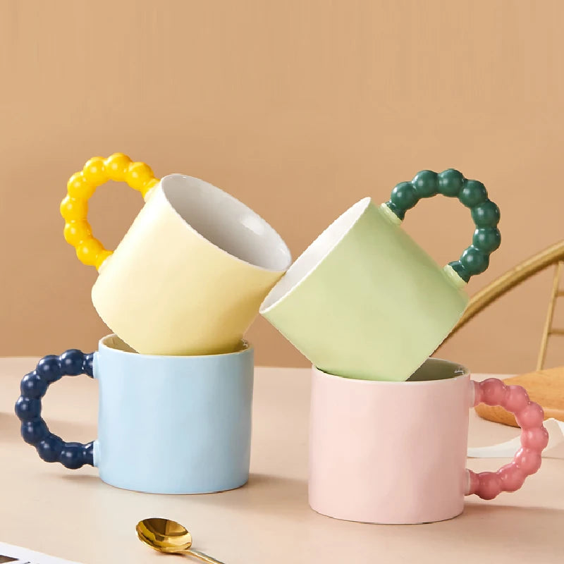 Elegant Ceramic Coffee Cup with Pearl Handle | Perfect for Home & Office