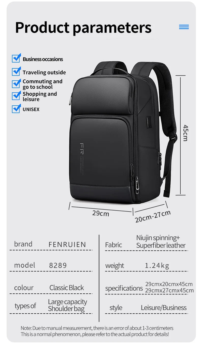 Waterproof Business Backpack with USB Charging | Travel Ready 35L