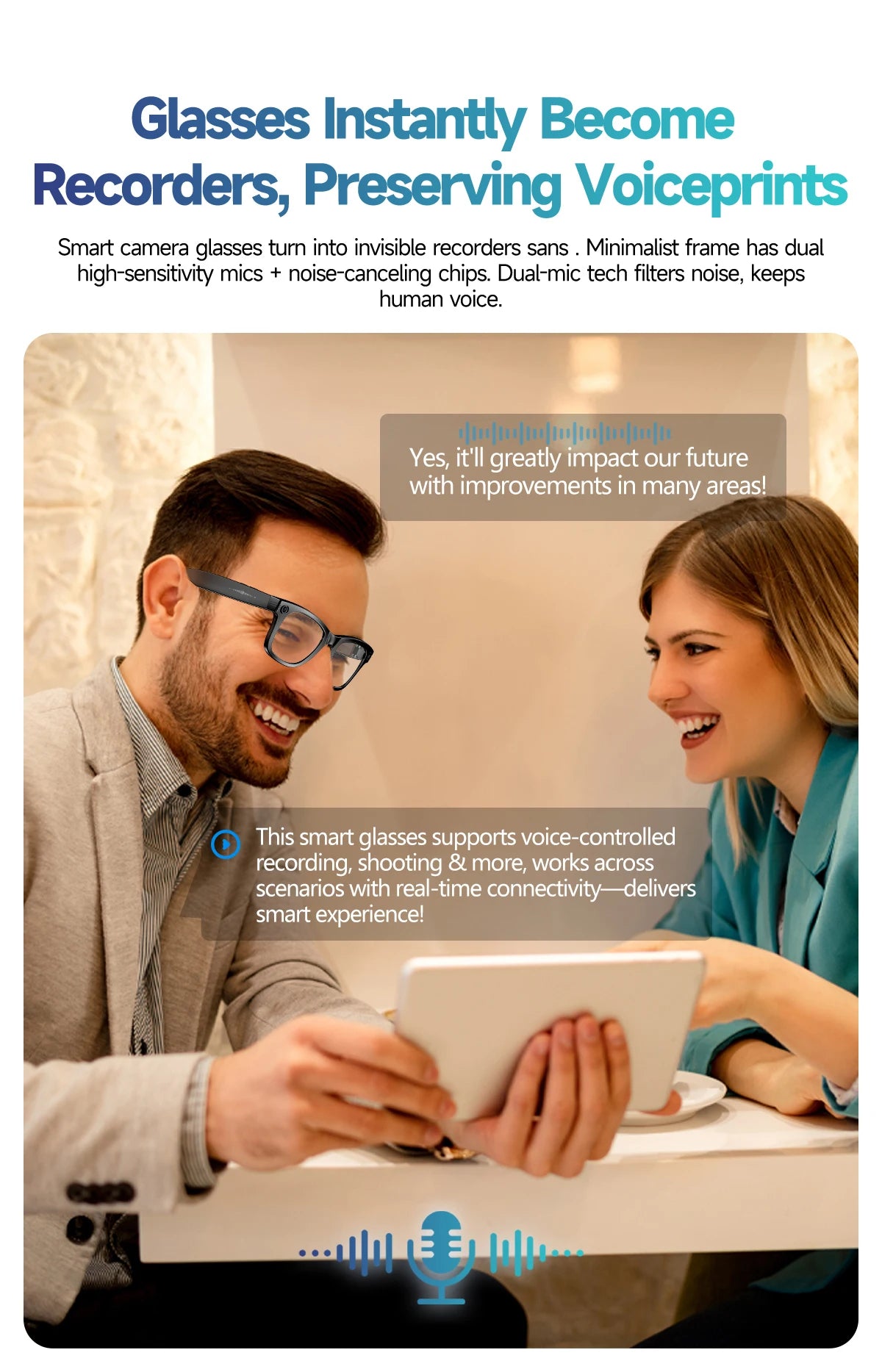 AI Smart Glasses with 13MP Camera & Language Translation