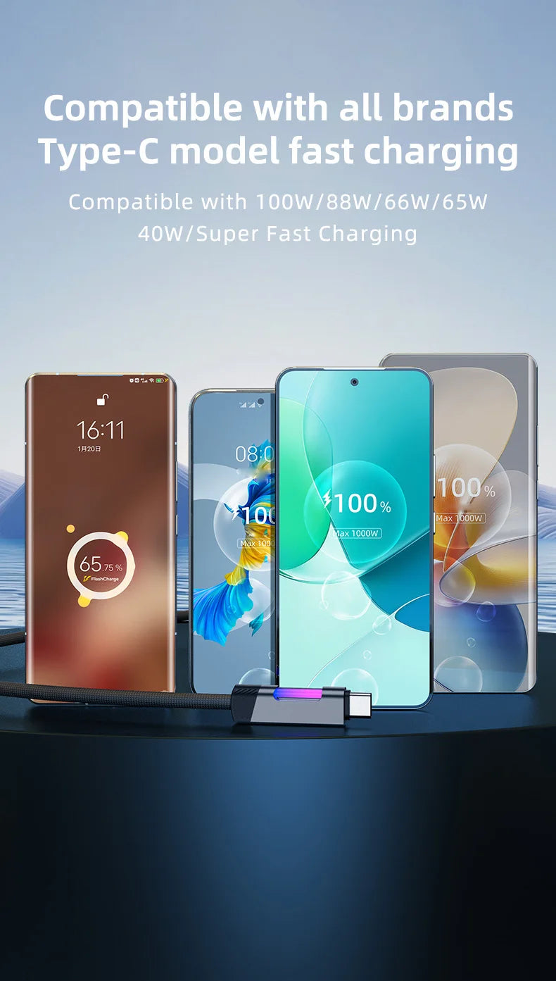 RGB Fast Charging Cable | 120W 6A USB Type C with Ambient Light