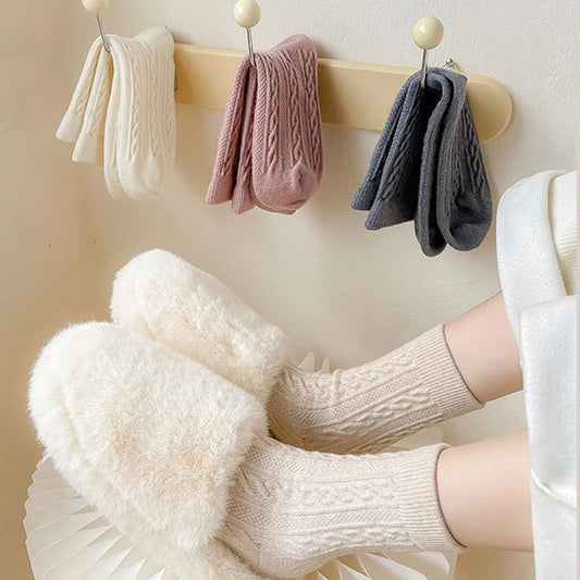 Women's Warm Cashmere Wool Socks | Cozy Mid-Calf Thermal Socks