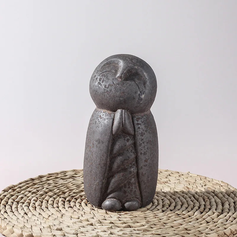 Zen Monk Goddess Ceramic Statue Set | Vintage Asian Decor