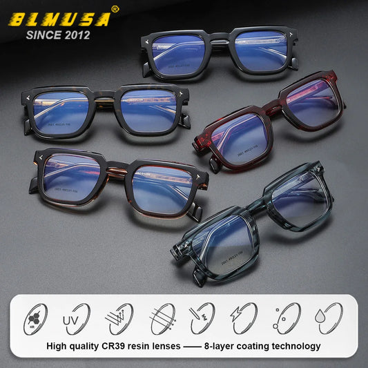 Gafas graduadas poligonales retro | Elegantes gafas antiluz azul