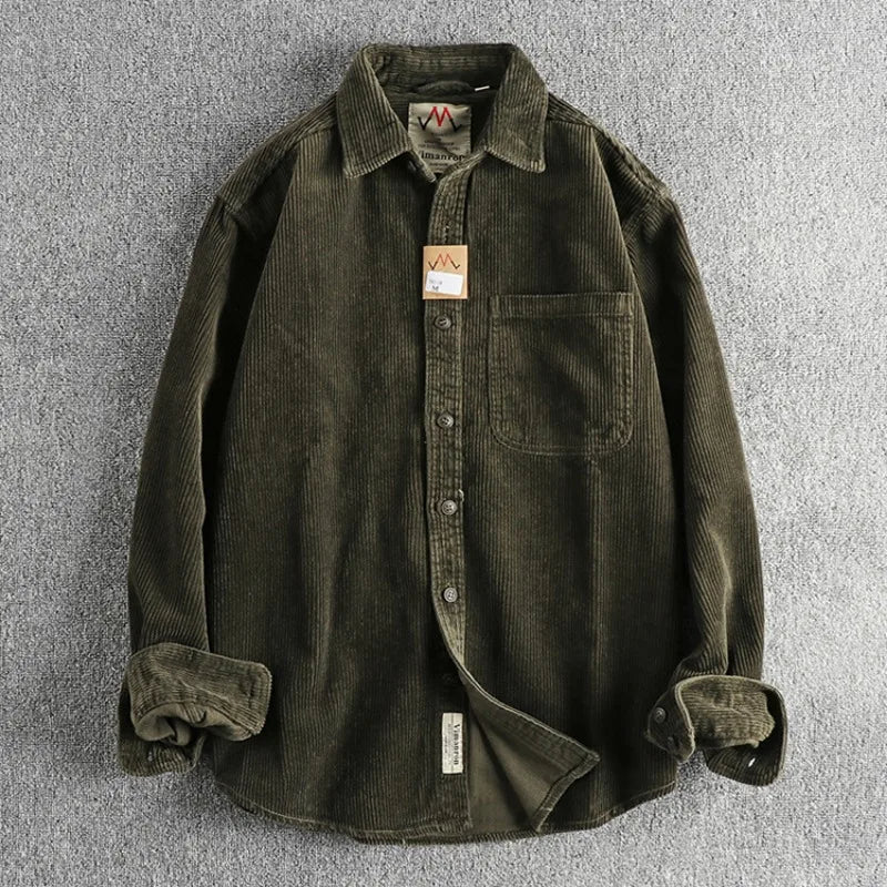Men's Solid Color Corduroy Shirt | Vintage Casual Fashion