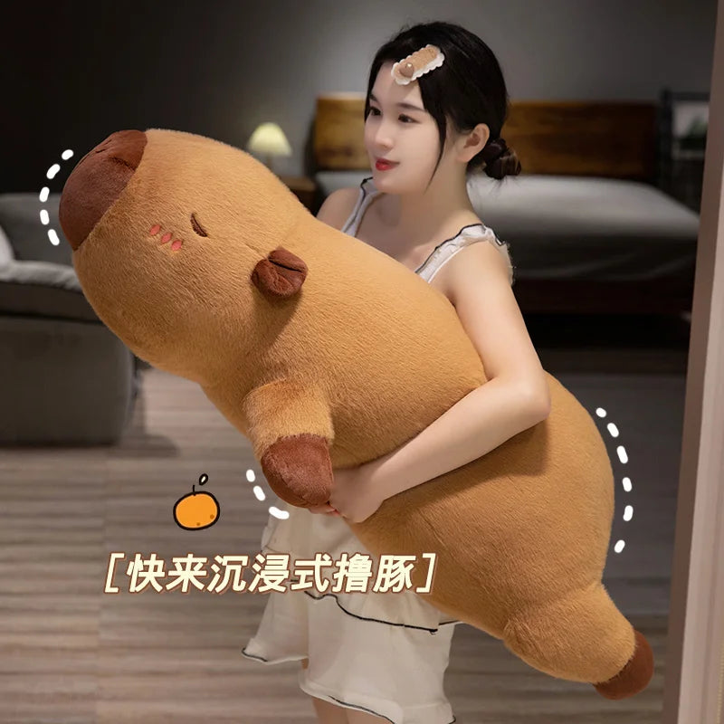 Long Capybara Cartoon Pillow | Comfortable Plush Cushion for Rest