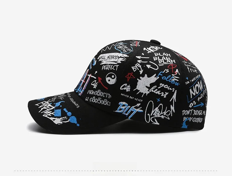 Unisex Graffiti Cotton Baseball Cap | Trendy Snapback Hat