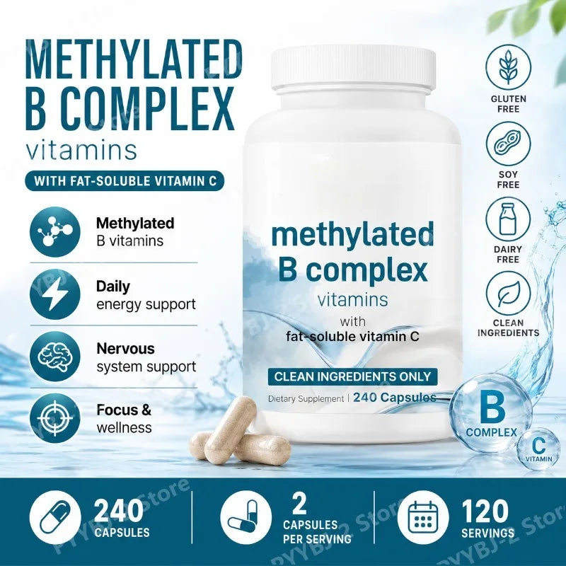 Methylated B Complex Capsules for Energy & Neurological Health