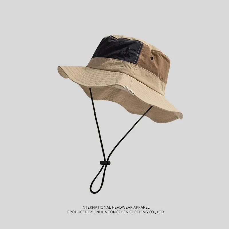Japanese Style Summer Sun Protection Bucket Hat Color Matching Casual Hat Unisex for Outdoor Hiking Camping Travel Daily Wear