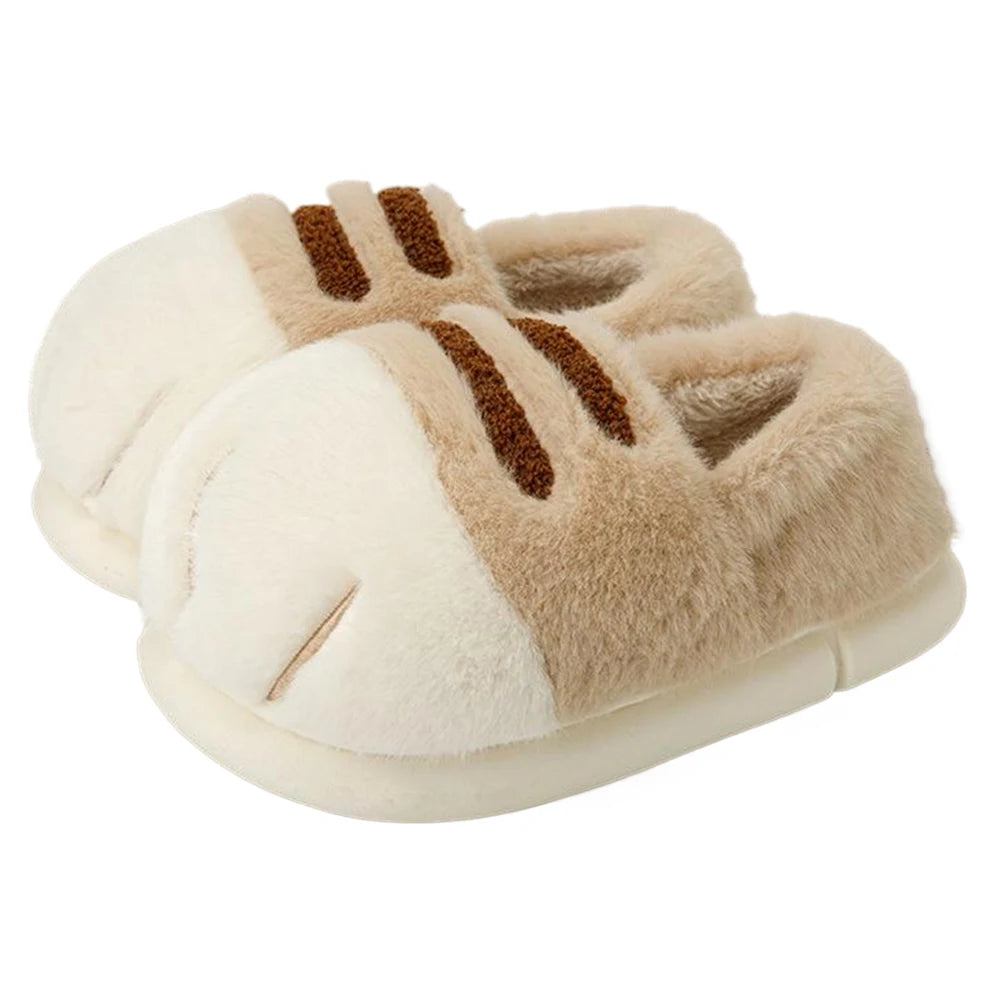 Unisex 3D Cat Paw Plush Slippers | Fluffy Winter Indoor Shoes