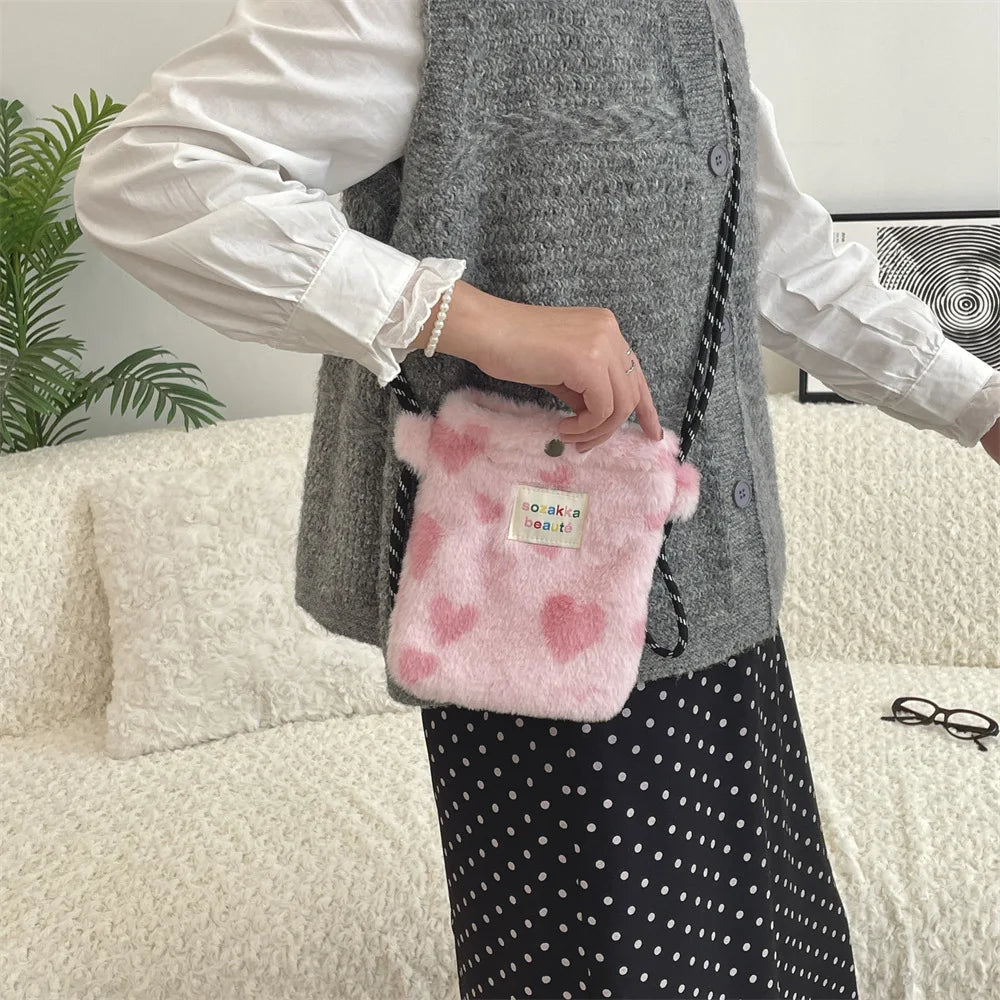 Cute Plush Dot Crossbody Bags for Women | Portable Shoulder Bag