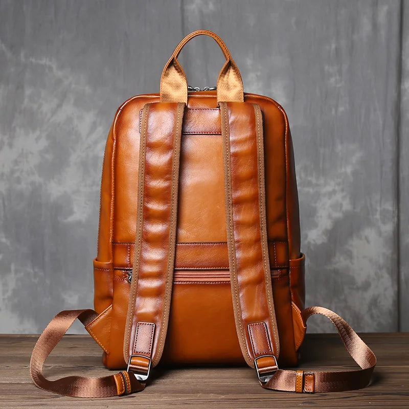 Vintage Leather Backpack | Large Capacity Casual Computer Bag
