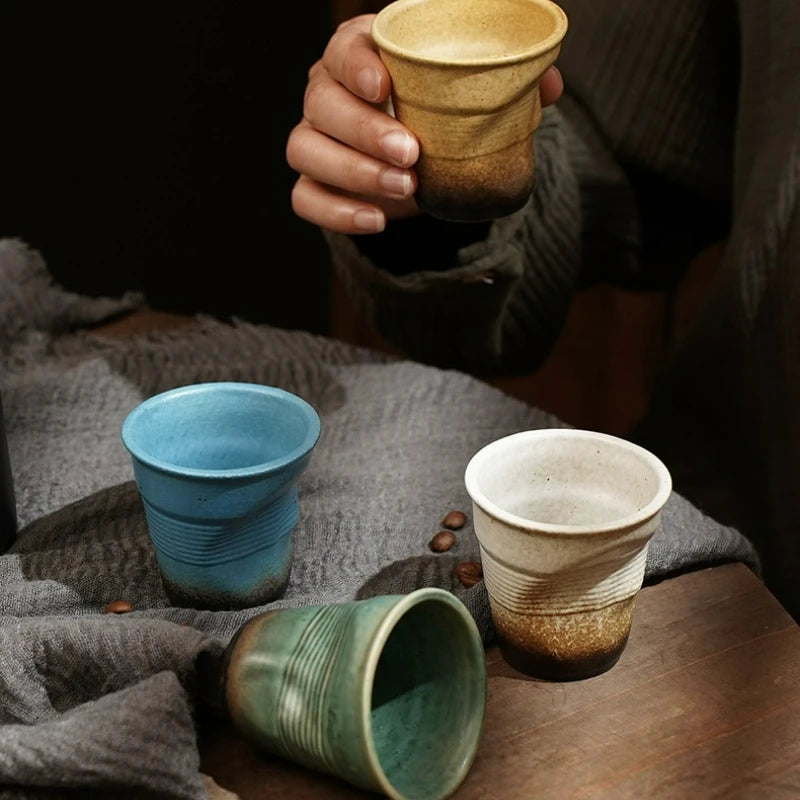 Creative Japanese Retro Ceramic Coffee Mugs | Stylish Latte Cups