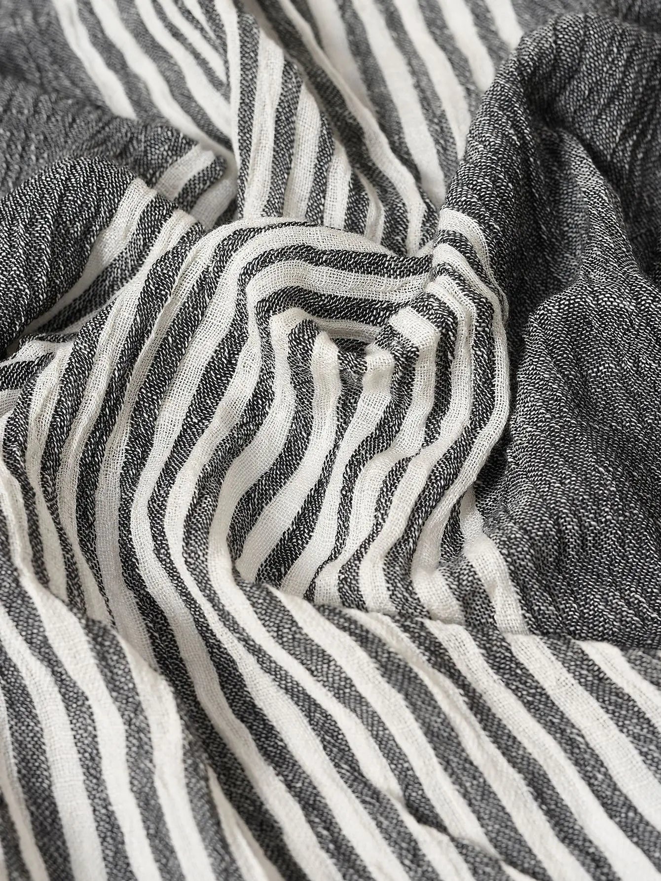 Fashionable Men's Cotton Linen Scarf | Warm Striped Neckerchief