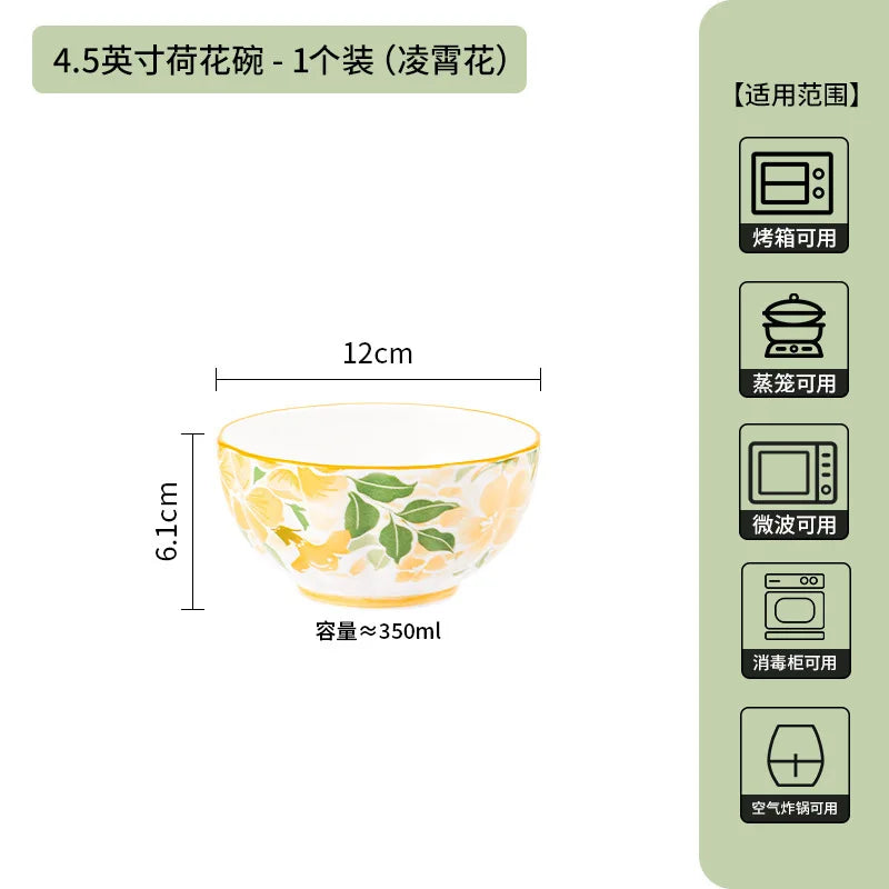 Elegante bol de cerámica estilo japonés para arroz | Vajilla perfecta para el hogar