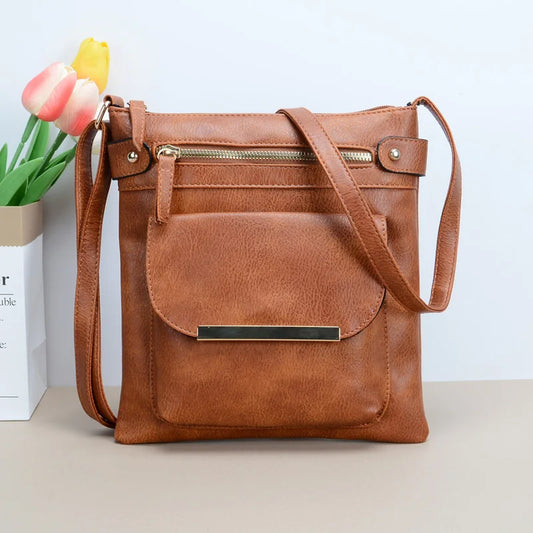 Bolso bandolera de piel sintética vintage para mujer | Elegante bolso de hombro