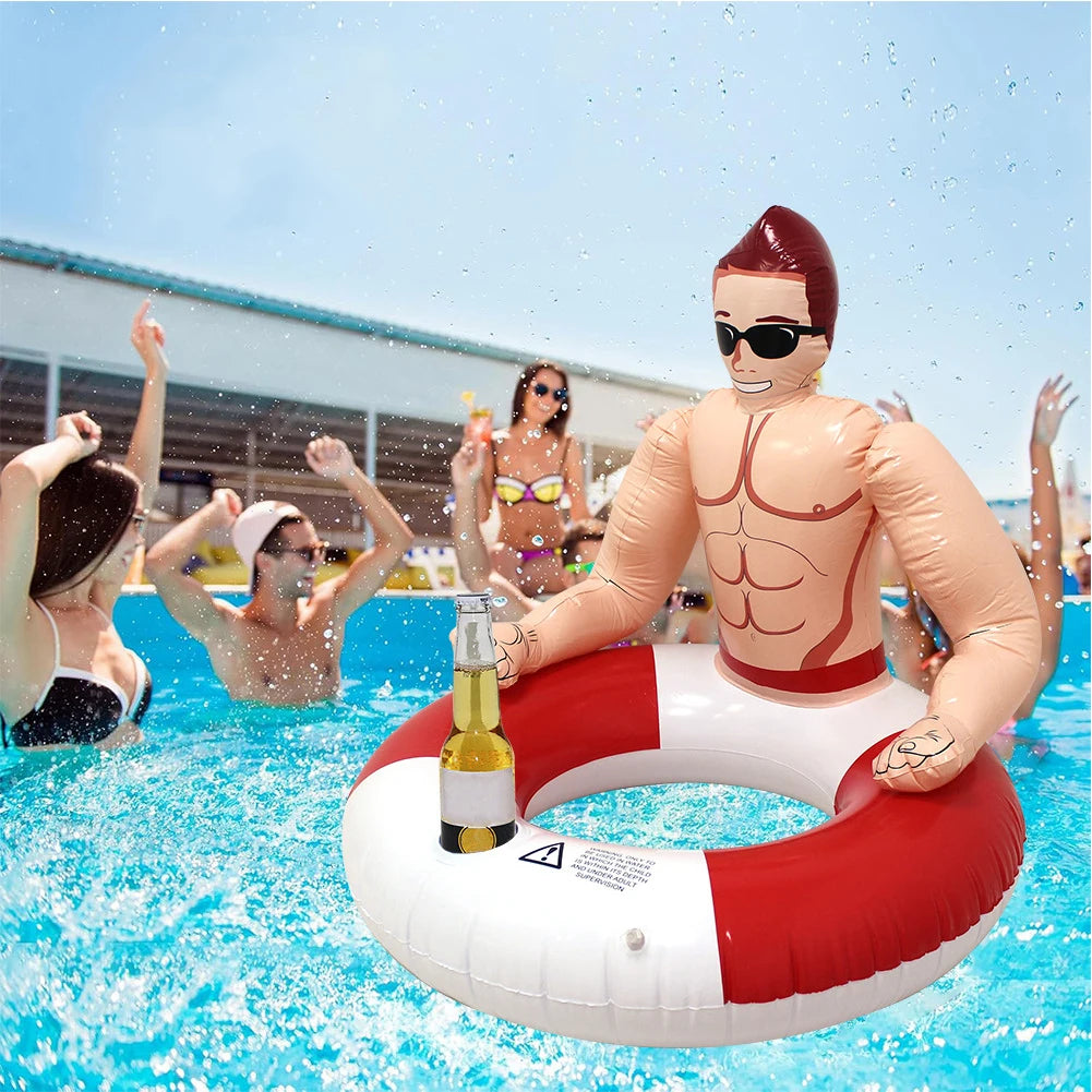 Leakproof Inflatable Swim Ring with Cup Holder - Fun Pool Float