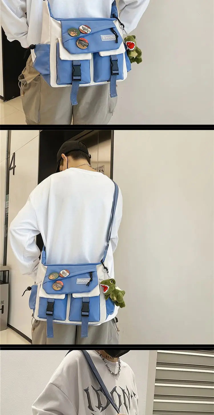 Stylish Waterproof Nylon Messenger Bag | Unisex Crossbody Satchel