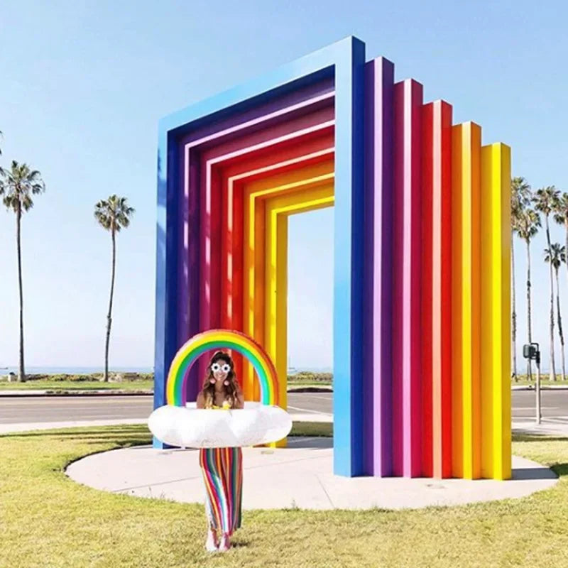 Rainbow Inflatable Swimming Ring | Fun Pool Float for All Ages