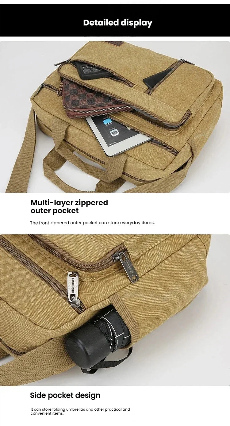 Men's Casual Canvas Shoulder Bag | Lightweight Crossbody Tote